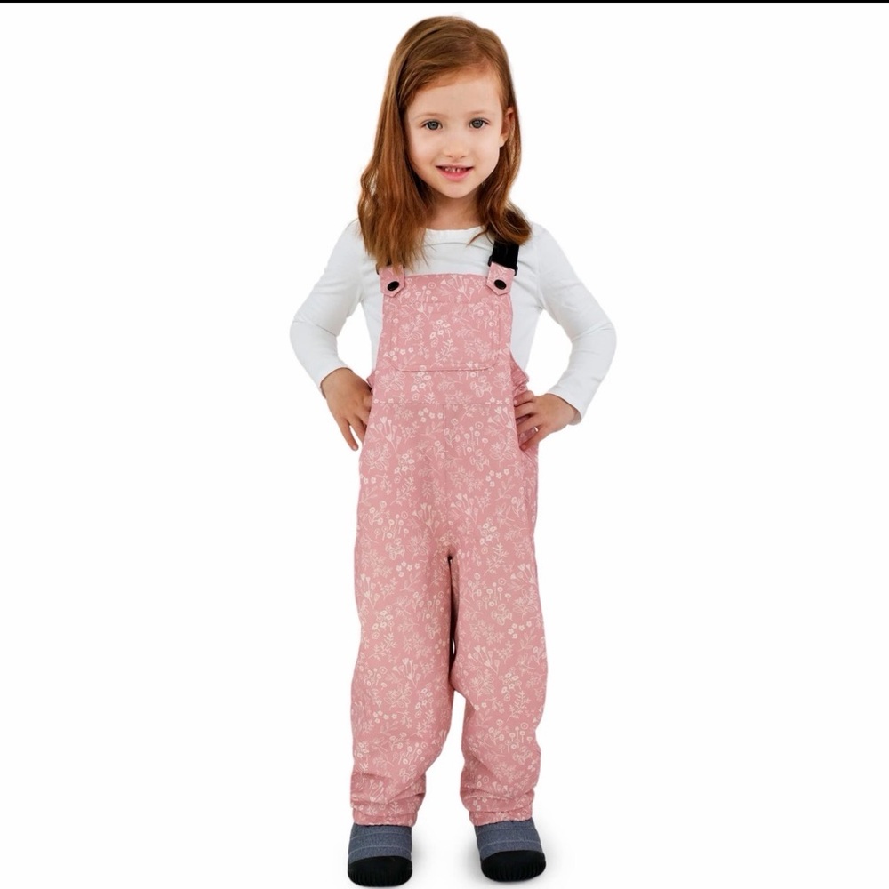 Kids Fleece Lined snow Rain Overalls Bibs